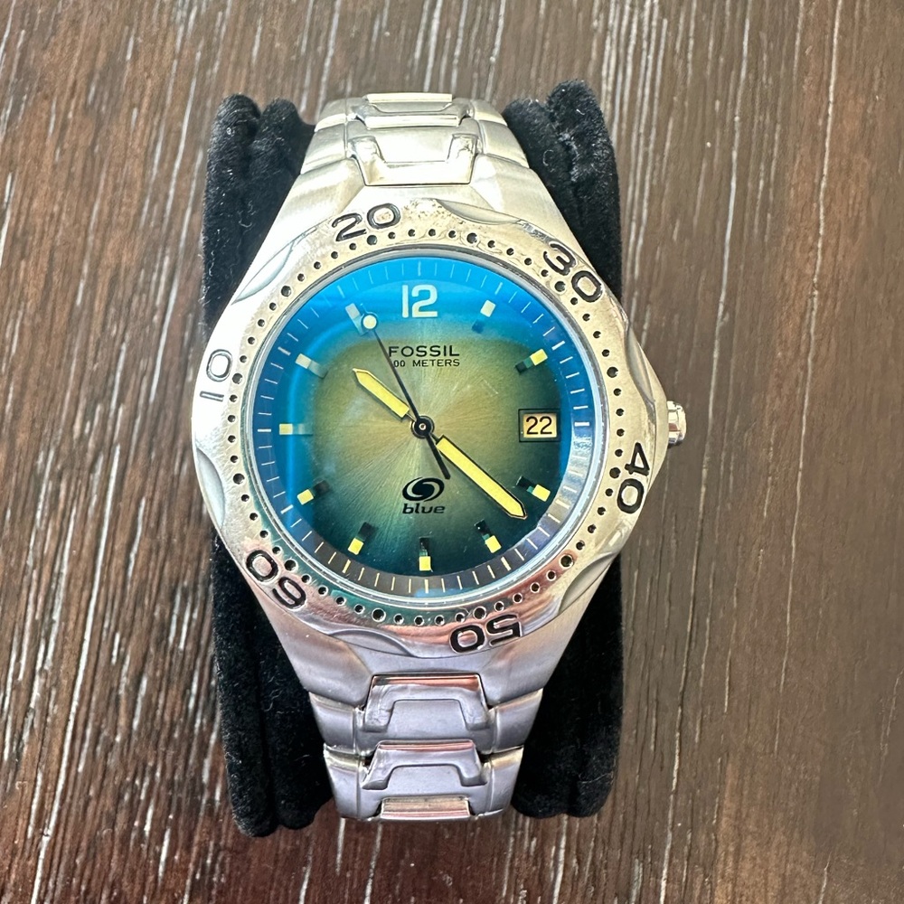 Fossil Men’s Blue Stainless Steel Watch AM 3475